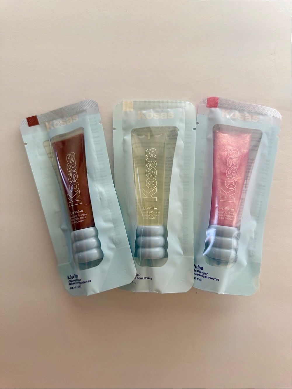 NWT Kosas Lip Pulse Glassy Lip Plumper Trio Set Sixth Sense Unspoken Aura Flare